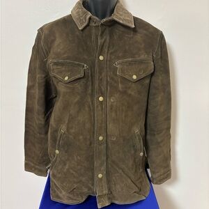 Brown Military Field Jacket with Suede Finish